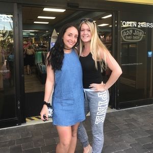 Denim tee shirt dress with pockets